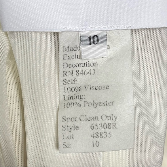 Watters 10 plunge draped mesh column 0739 gown white feminine - Picture 12 of 16